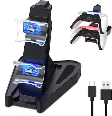 PS5 Dual Charging Station with LED Light & Dock Port AK286C Black