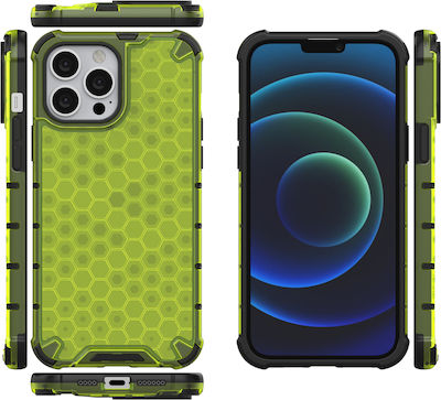 Hurtel Honeycomb Armor Coperta din spate Silicon rezistent Verde (iPhone 13 Pro Max)