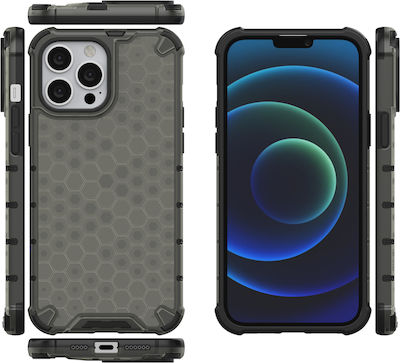 Hurtel Honeycomb Armor Silicone Back Cover Durable Black (iPhone 13 Pro Max)