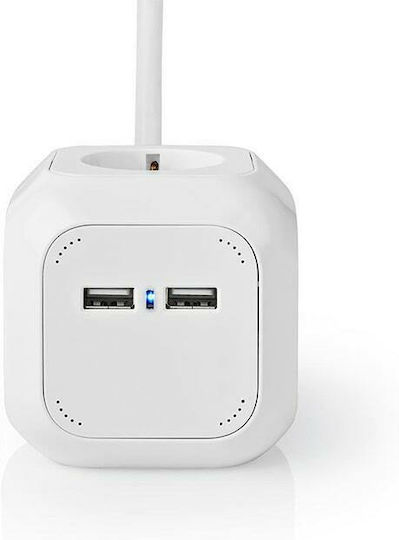 Nedis PowerCube 4 Positions with 2 USB-A and Cable 1.5m