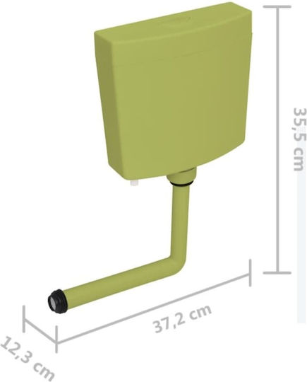 vidaXL Wall Mounted Plastic High Pressure Rectangular Toilet Flush Tank Green