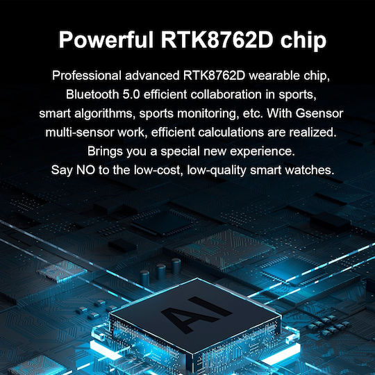 NO.1 DT3 Pro Smartwatch με Παλμογράφο (Μαύρο)