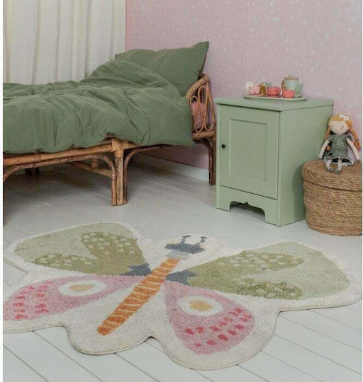 Little Dutch Butterfly Παιδικό Χαλί Πεταλούδες Βαμβακερό Mint/Pink 94x110cm