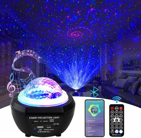 Led Παιδικό Φωτιστικό Projector Starry A με Προβολή Αστεριών Μαύρο