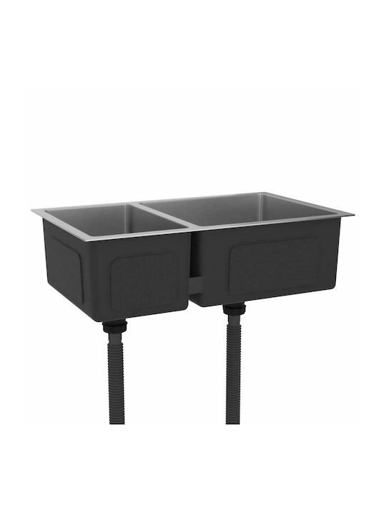 vidaXL Drop-In Мивка Десен Inox Сатен Ш71.5xД44см Сребрист