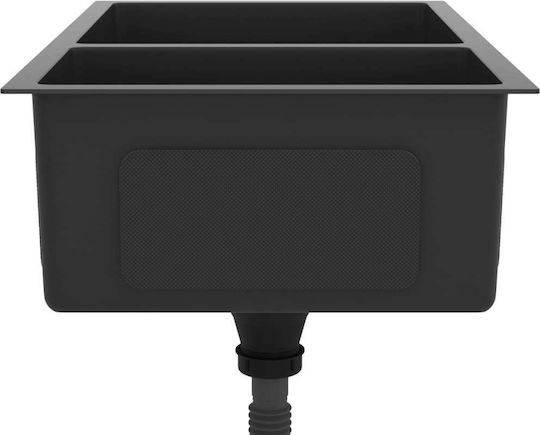 vidaXL Ένθετος Νεροχύτης Δεξιός Inox Μ71.5xΠ44cm Μαύρος