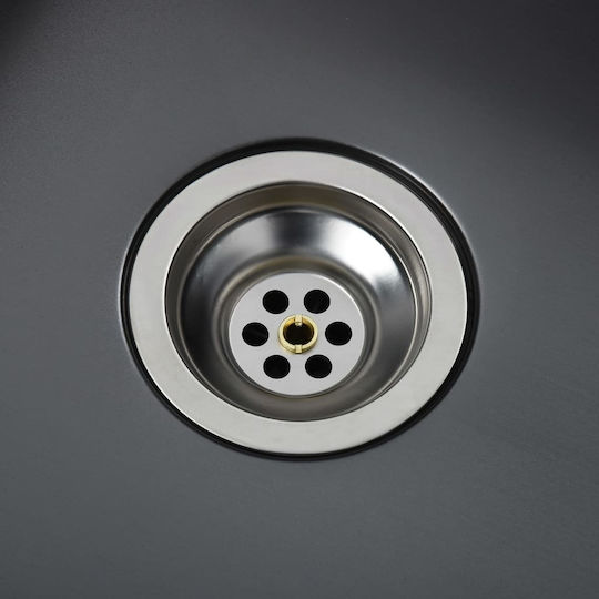 vidaXL Ένθετος Νεροχύτης Δεξιός Inox Μ71.5xΠ44cm Μαύρος