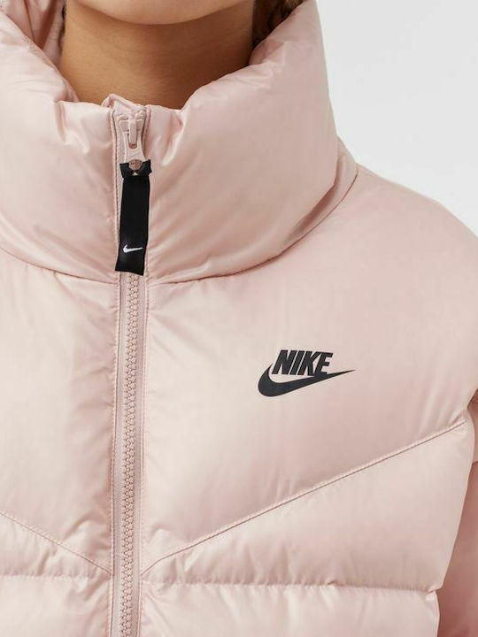 Nike Sportswear Therma Fit City Series Κοντό Γυναικείο Puffer Μπουφάν Αδιάβροχο για Χειμώνα Μπεζ