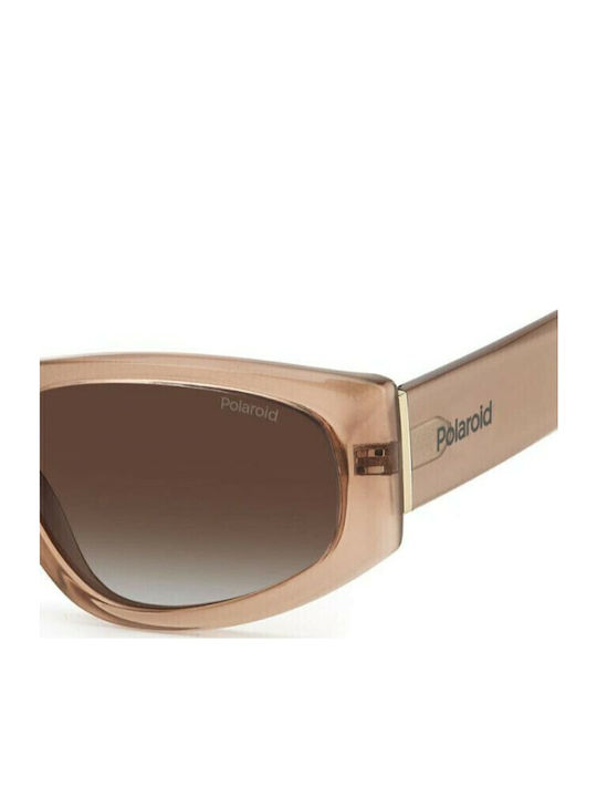 Polaroid Unisex Sunglasses with Beige Plastic Frame and Brown Gradient Polarized Lens