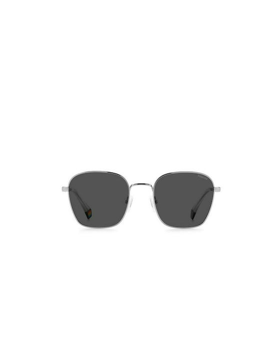 Polaroid Sunglasses with Silver Metal Frame and Black Polarized Lens PLD6170/S 6LB/M9