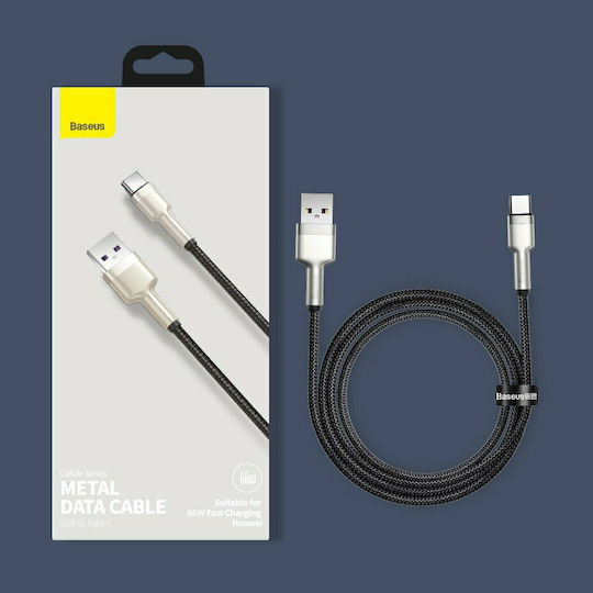 Baseus Cafule Metal Braided USB 2.0 Cable USB-C male - USB-A 66W Μαύρο 1m CAKF000101