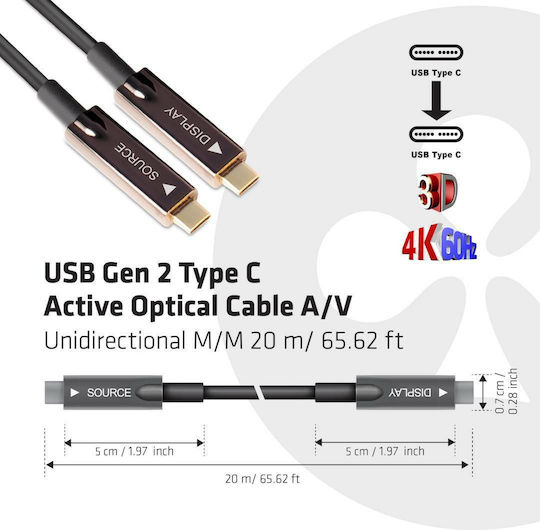 Club3D USB 3.2 Video Cable USB-C male - USB-C Μαύρο 20m CAC-1589