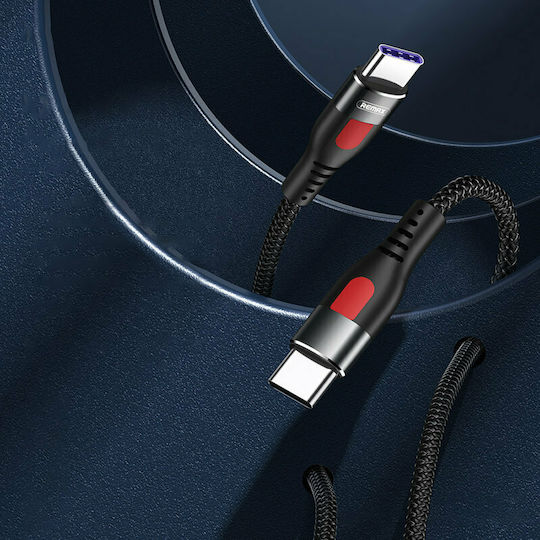 Remax Lesu RC-195C-C Braided USB 2.0 Cable USB-C male - USB-C 65W PD Μαύρο 1m