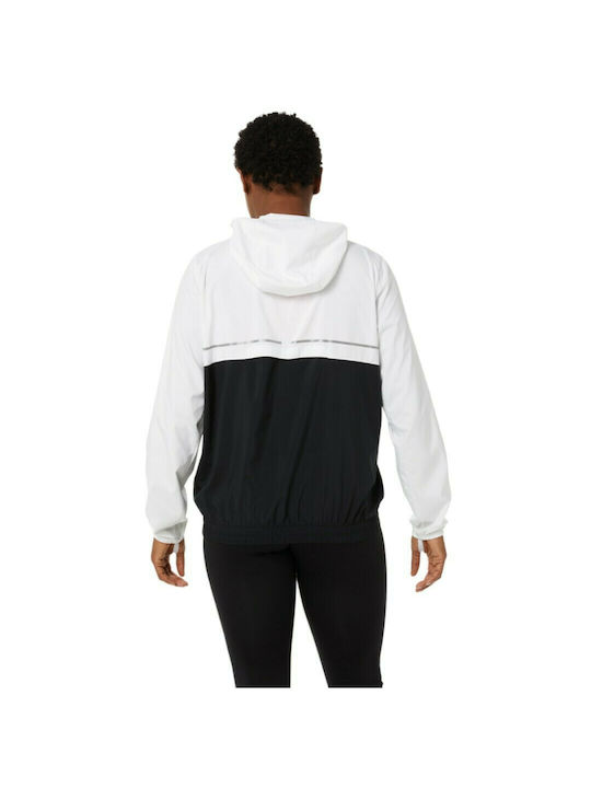 ASICS Lite-Show Women's Short Sports Jacket for Winter with Hood White