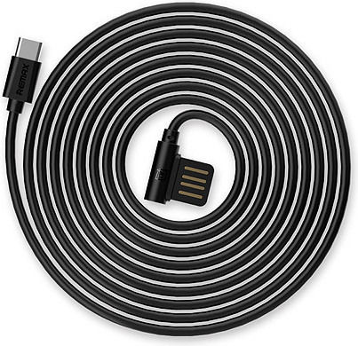 Remax Rayen RC-075a Winkel (90°) / Reguläres USB 2.0 Kabel USB Typ-C männlich - USB-A Schwarz 1m