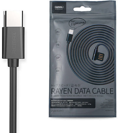 Remax Rayen RC-075a Winkel (90°) / Reguläres USB 2.0 Kabel USB Typ-C männlich - USB-A Schwarz 1m