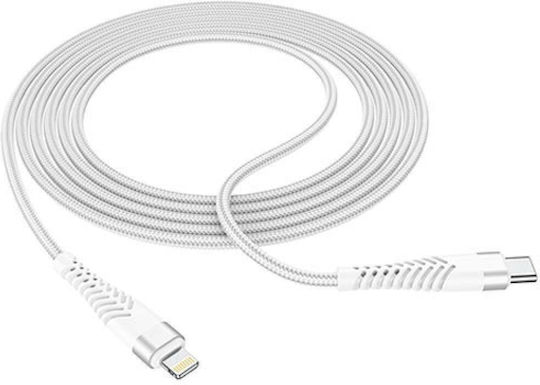Lamtech Braided USB-C to Lightning Cable Λευκό 2m (LAM023640)