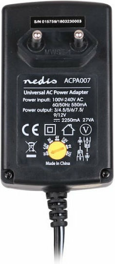 Nedis Universal Τροφοδοτικό Ρυθμιζόμενης Τάσης 12V 2.25A με Ισχύ 27W με σετ βυσμάτων (ACPA007)