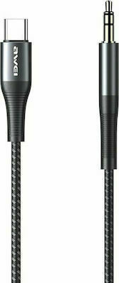 Awei CL-116L USB 2.0 Cable USB-C male - 3.5mm Μαύρο 1m