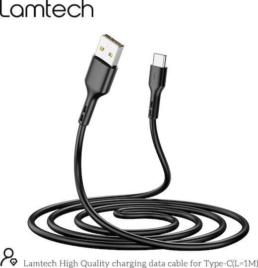 Lamtech USB 2.0 Kabel USB-C männlich - USB-A 18W Schwarz 1m (LAM442911)