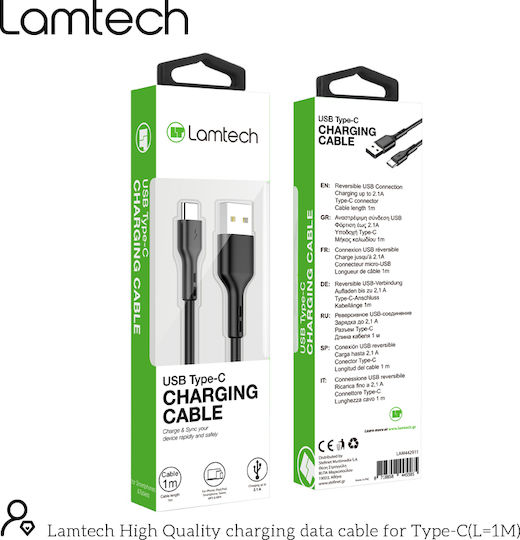 Lamtech USB 2.0 Kabel USB-C männlich - USB-A 18W Schwarz 1m (LAM442911)