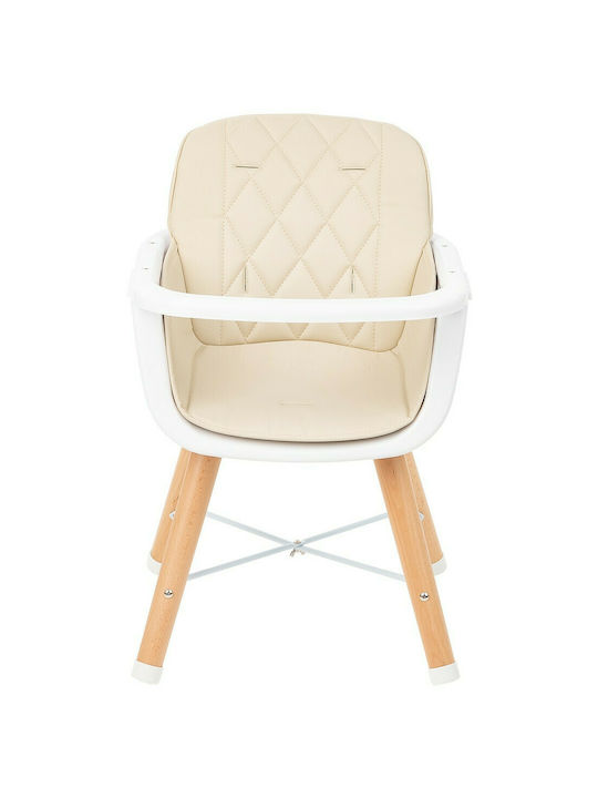 Kikka Boo Woody Highchair 2 in 1 & Leatherette Seat Beige