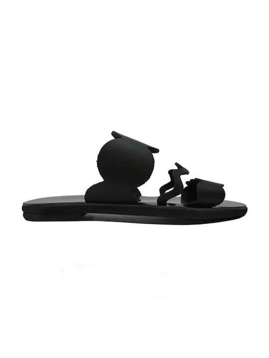 Women's leather sandals in black color