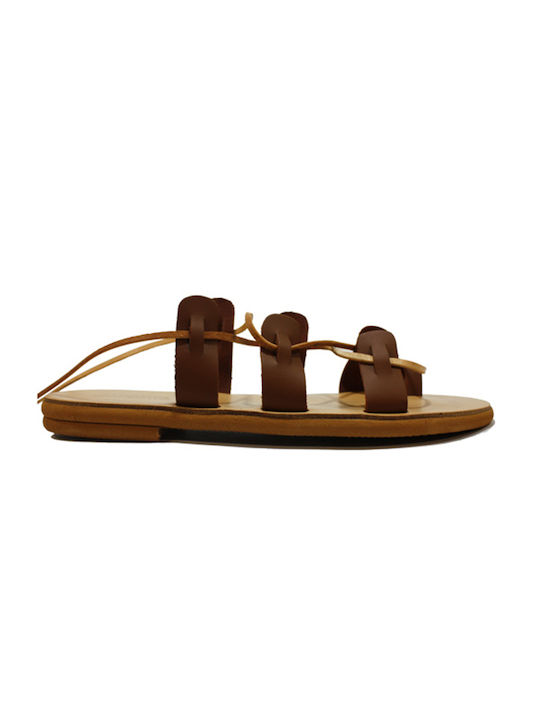 Women's leather sandals in tan color