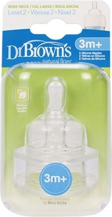 Dr. Brown's Options Silicone Baby Bottle Teats Medium Flow for 3+ months 2pcs