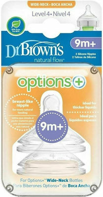 Dr. Brown's Options+ Baby Bottle Teat of Silicone Fast Flow for 9+ months 2τμχ