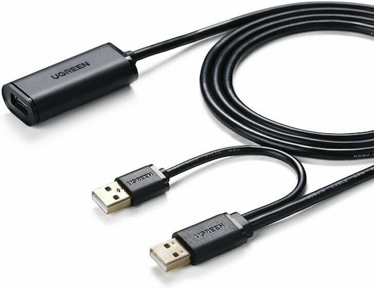Ugreen US137 USB 2.0 Cable USB-A male - USB-A female Μαύρο 5m (20213)