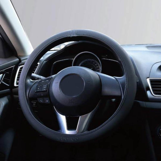 Sparco Κάλυμμα Τιμονιού Αυτοκινήτου Medium με Διάμετρο 38εκ. Συνθετικό Μαύρο