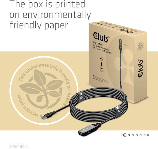 Club3D USB 3.1 Cable USB-A male - USB-A female Μαύρο 5m (CAC-1404)