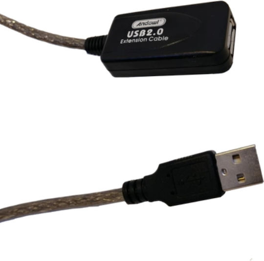 Andowl USB 2.0 Kabel USB-A-Stecker - USB-A-Buchse Schwarz 5m Q-T05C