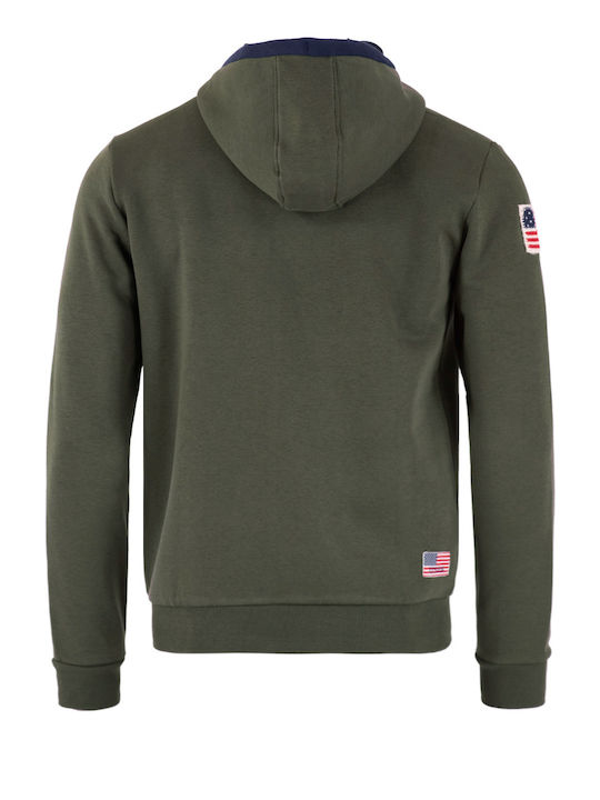 U.S. Polo Assn. Herren Sweatshirt Jacke mit Kapuze und Taschen Khaki