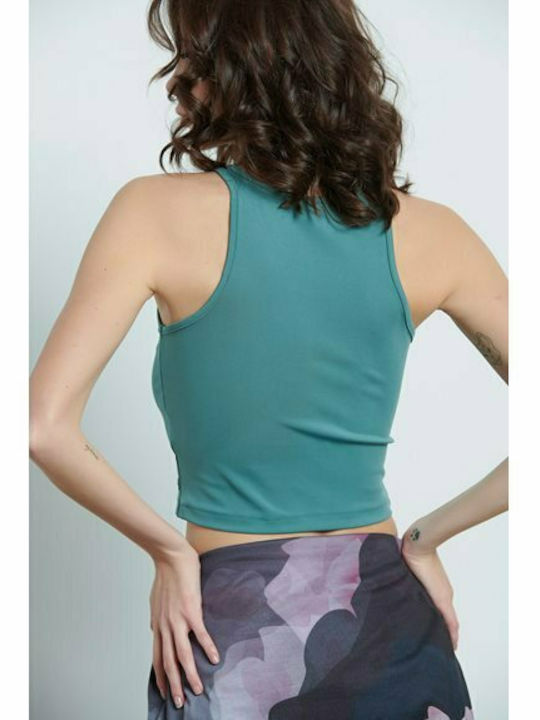 BodyTalk Crop Top Sportiv pentru Femei fără Mâneci Tattoo Green