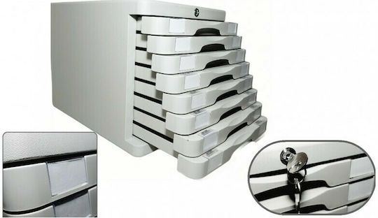GK Plastic Desktop Drawer 8 Number of Spit With Lock 36x28x28.5cm Gray