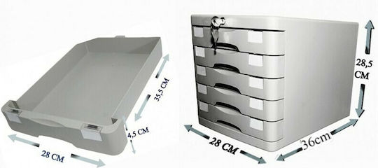 Plastic Desktop Drawer 5 Number of Spit With Lock 36x28x28.5cm Gray