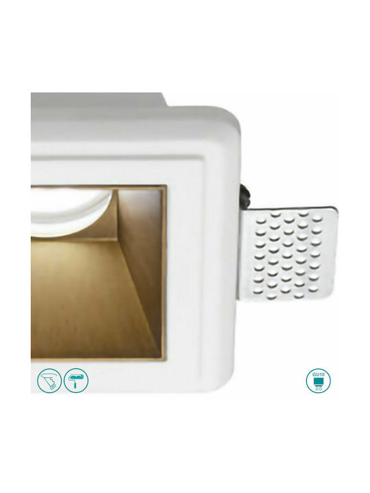 Gea Luce Astra Square Plaster Recessed Spot with Socket GU10 Copper 12x12cm. 1pcs