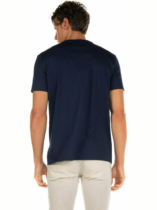 Lacoste T-shirt Bărbătesc cu Mânecă Scurtă cu Decolteu în V Albastru marin