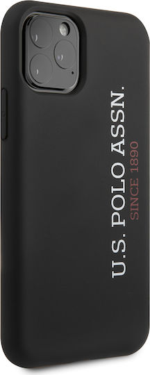 U.S. Polo Assn. Vertical Logo Umschlag Rückseite Silikon Schwarz (iPhone 11 Pro Max)