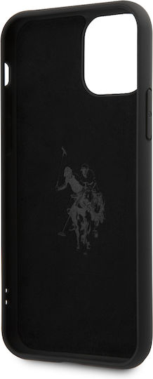 U.S. Polo Assn. Vertical Logo Umschlag Rückseite Silikon Schwarz (iPhone 11 Pro Max)
