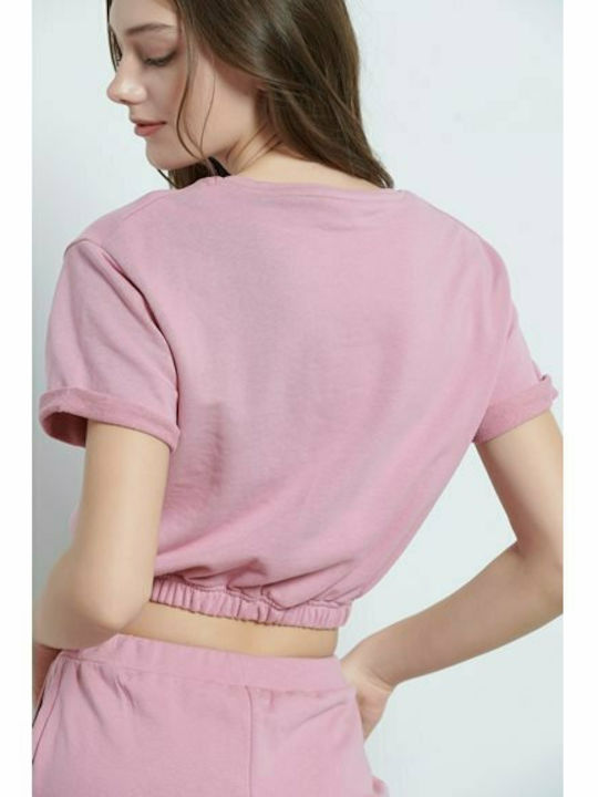 BodyTalk Damen Sportliches Crop Top Kurzärmelig Rosa