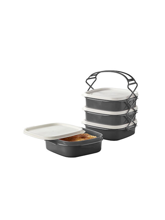 Herzberg Plastic Lunch Box Gray 20x19cm