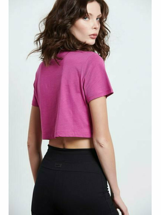 BodyTalk Crop Top Sportiv pentru Femei cu Mâneci Scurte Fuchsia