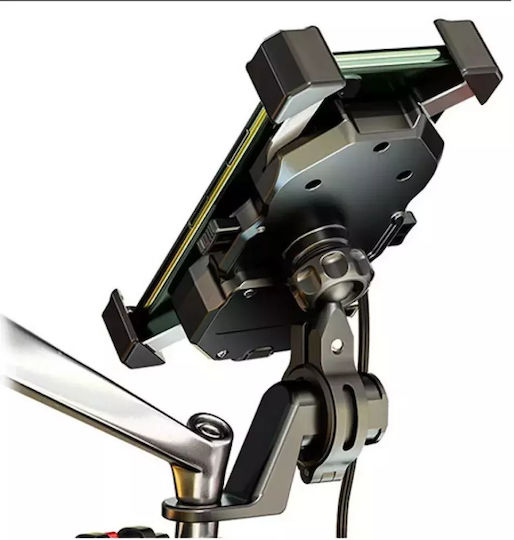 Kewig Mount Phone Motorcycle with Adjustable Arm 3.5-7" for Steering Wheel 3.5" to 7" for Bike/Bike with Wired (Quickcharge 3.0) and Wireless Charging (Qi 15W)