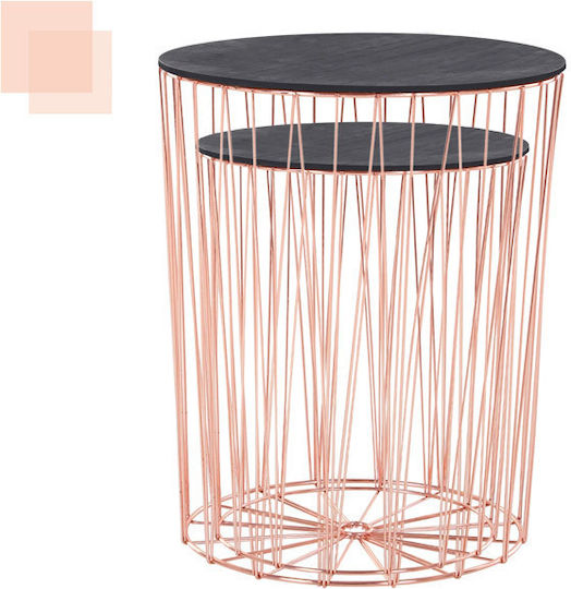 Round Metal Side Table Pink / Gold M40.7xL40.7xH49.5cm