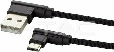 V-TAC Diamond Unghi (90°) / Împletit USB 2.0 spre micro USB Cablu Negru 1m (8635) 1buc