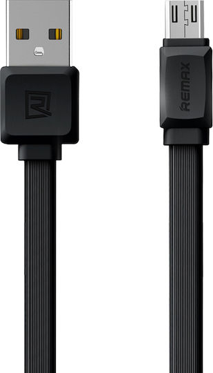 Remax Flat USB 2.0 to micro USB Cable Μαύρο 1m (Fast Safe)