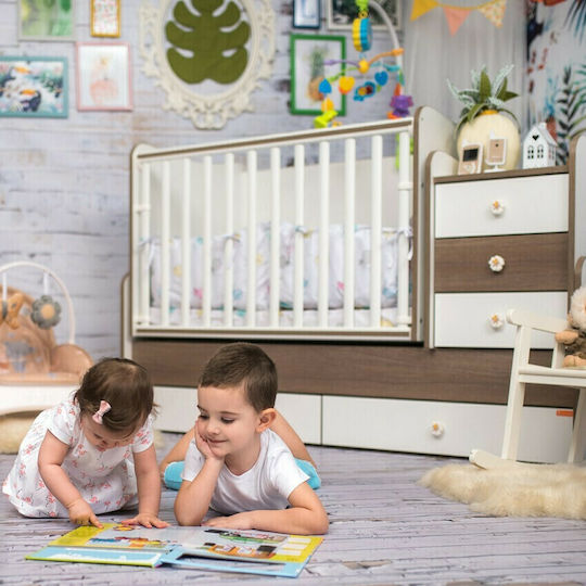 Lorelli Cabrio Babybett Trend Plus Weiß & Artwood mit Schublade